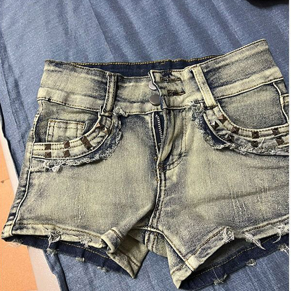 Street Fashion Girls - Retroy2K American Rivet Shorts Women's Fashion