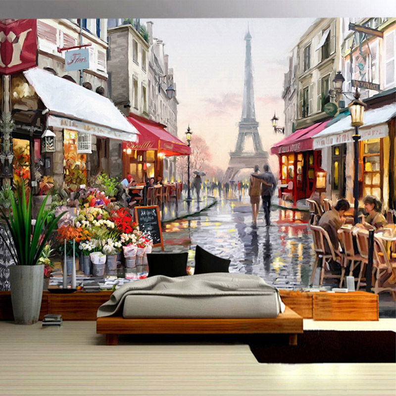 Street Fashion Wallpaper - European Style Street Oil Painting 3D