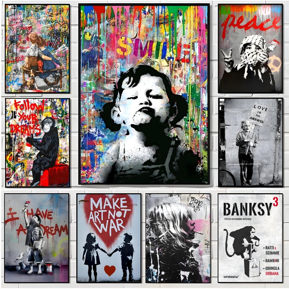 Street Fashion Wallpaper - Fashion B-Banksy Street Graffiti Poster Decorative