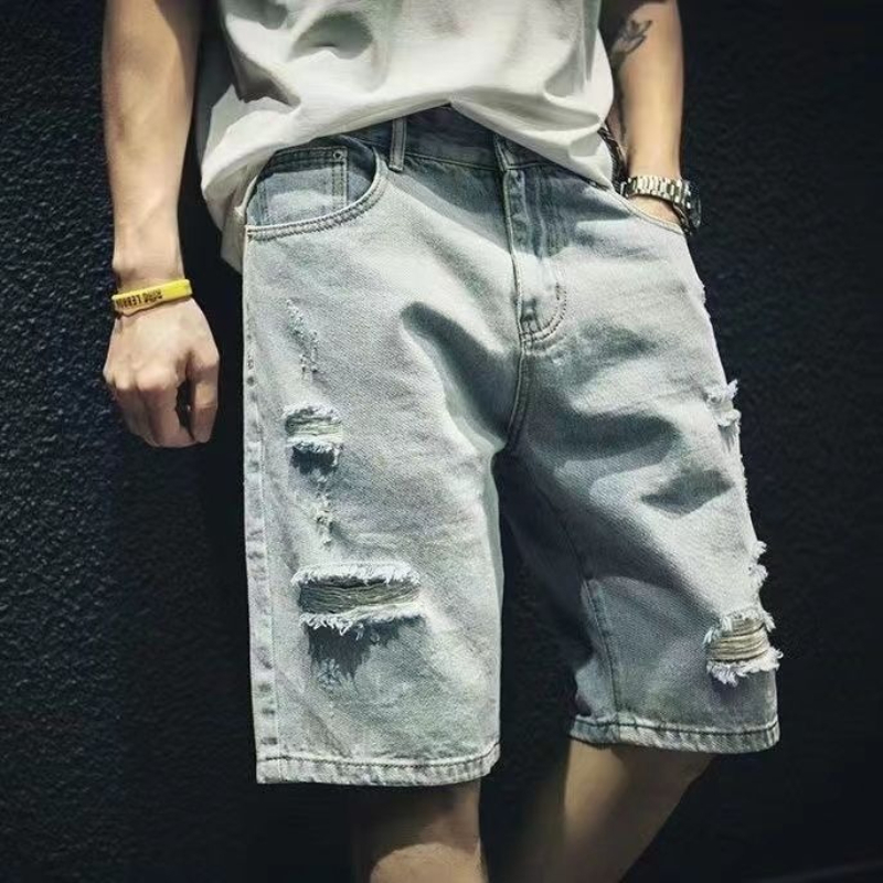 Edgy Cool Men's Ripped Denim S - Street Fashion Hong Kong incelemesi ve fiyatı