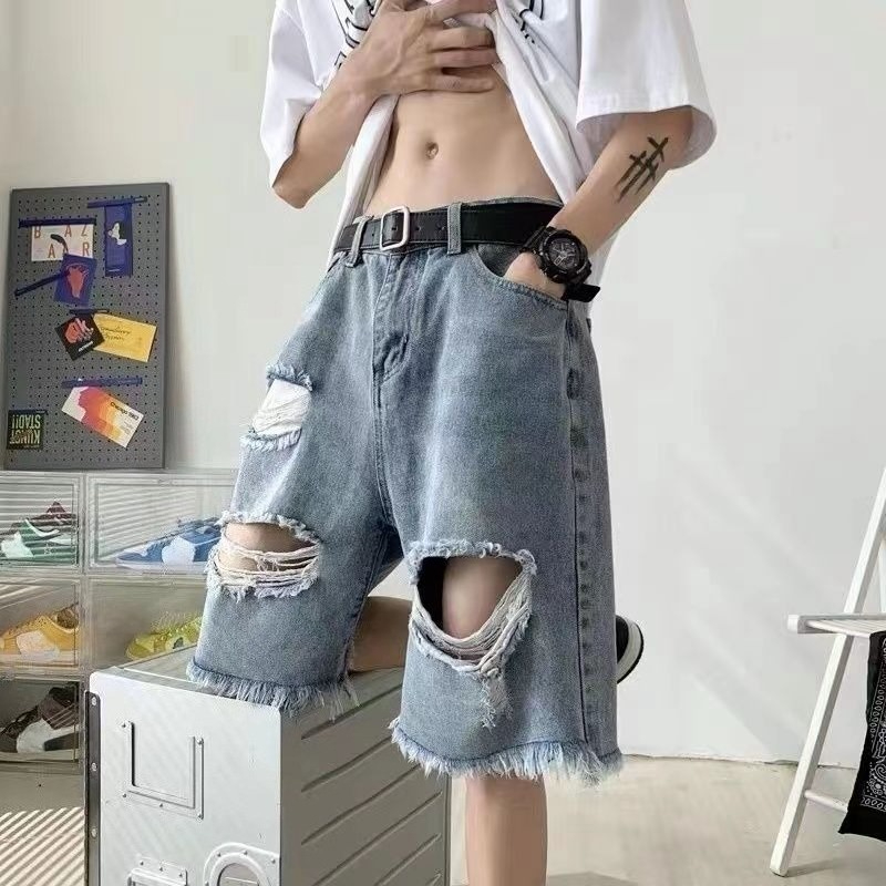 Edgy Cool Men's Ripped Denim S - Street Fashion Hong Kong incelemesi ve fiyatı