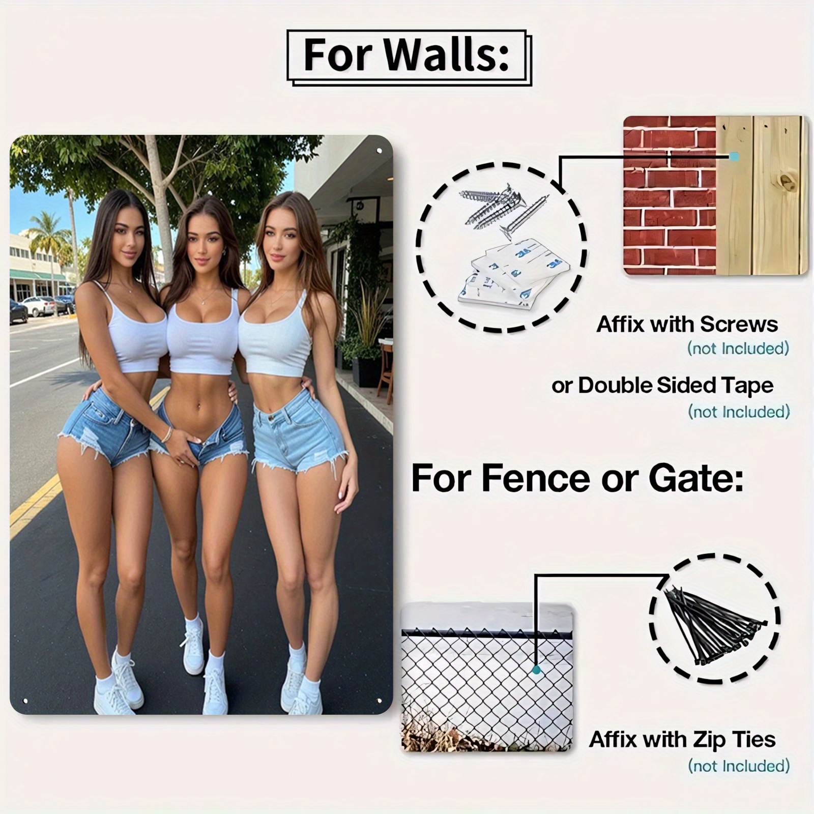 HD Metal Tin Sign Three Gorgeo - Street Fashion Blog incelemesi ve fiyatı