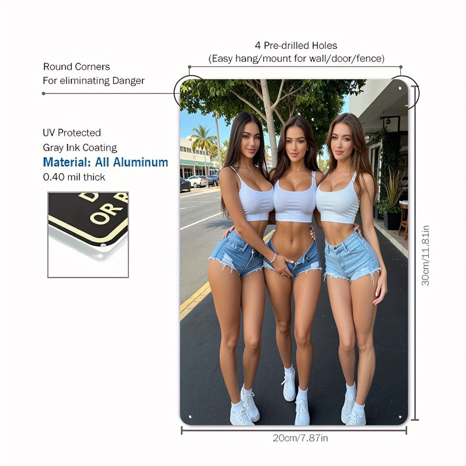 HD Metal Tin Sign Three Gorgeo - Street Fashion Blog incelemesi ve fiyatı