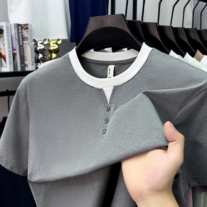 Mens Short Sleeve Henley Neck  - Street Fashion Tshirt incelemesi ve fiyatı