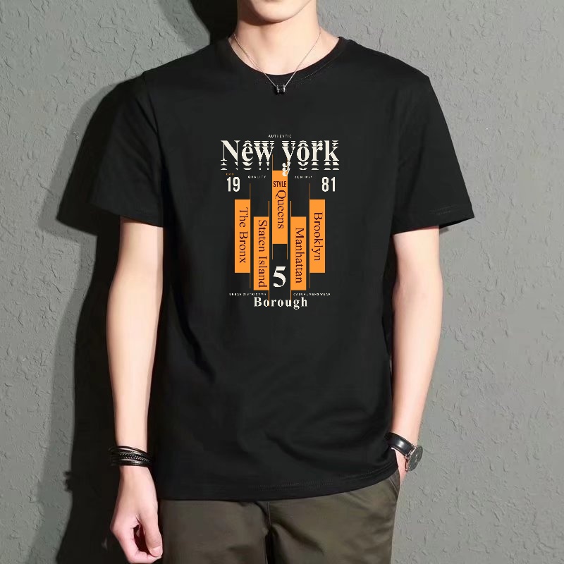 Men's Black Round-Neck Short-S - Street Style New York Fashion incelemesi ve fiyatı