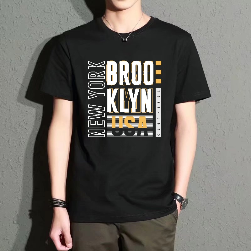 Men's Black Round-Neck Short-S - Street Style New York Fashion incelemesi ve fiyatı