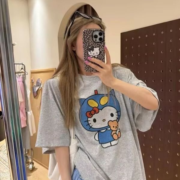 Short Sleeved Hello Kitty Prin - Street Fashion Tshirt incelemesi ve fiyatı