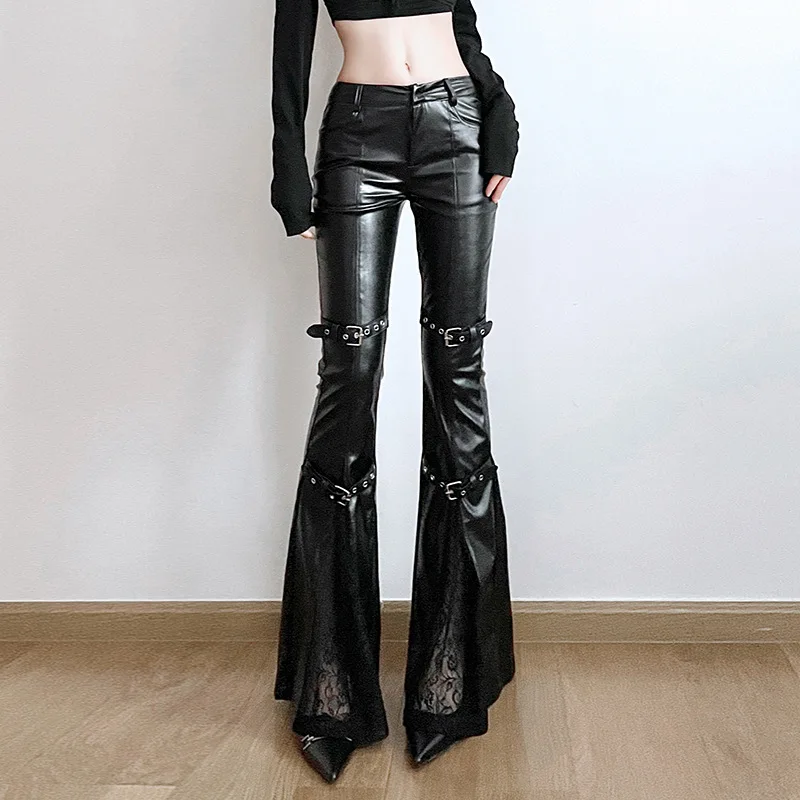 Women's PU Leather Flare Pants - Street Fashion Vintage incelemesi ve fiyatı