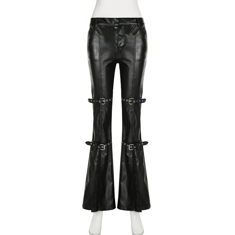 Women's PU Leather Flare Pants - Street Fashion Vintage incelemesi ve fiyatı